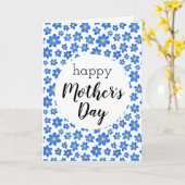 Happy Moederdag Blue Floral Pattern Kaart (Gele Bloem)