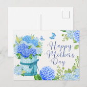Happy Moederdag Blue Hydrangea Flowers Feestdagenkaart (Voorkant / Achterkant)