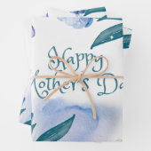 Happy Moederdag Blue, paarse bloemen Inpakpapier Vel (In situ)