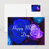 Happy Moederdag Blue Paarse Rozen Briefkaart (Voorkant / Achterkant)