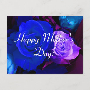 Happy Moederdag Blue Paarse Rozen Briefkaart