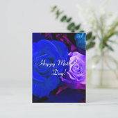 Happy Moederdag Blue Paarse Rozen Briefkaart (Staand voorkant)