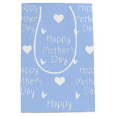 Happy Moederdag blue script Medium Cadeauzakje (Voorkant)