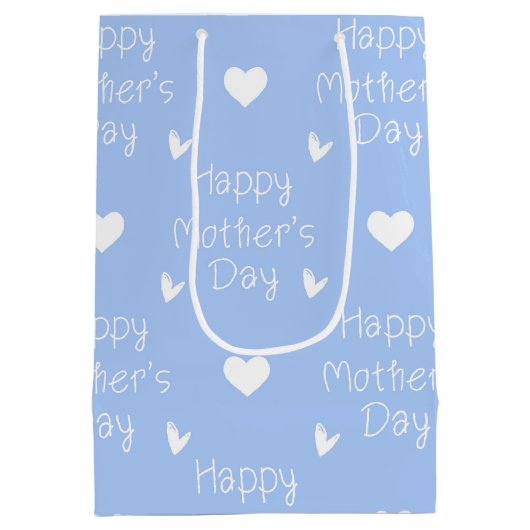 Happy Moederdag blue script Medium Cadeauzakje (Achterkant)