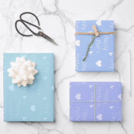 Happy Moederdag blue thema set van 3 Inpakpapier Vel