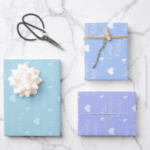 Happy Moederdag blue thema set van 3 Inpakpapier Vel
