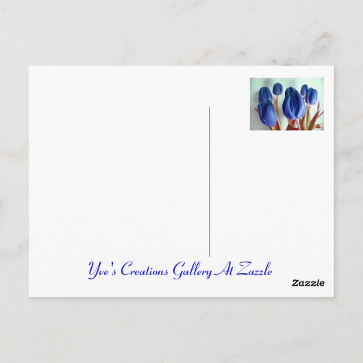 Happy Moederdag Blue Tulips Briefkaart (Achterkant)