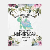 Happy Moederdag Blush Flowers Fleece Deken (Voorkant)
