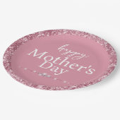 Happy Moederdag Blush Pink Glitter Papieren Bordje (Gekanteld)