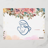 Happy Moederdag | Blush roze bloemen en goud Folie Feestdagen Briefkaart (Achterkant)