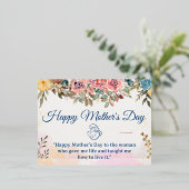 Happy Moederdag | Blush roze bloemen en goud Folie Feestdagen Briefkaart (Staand Voorkant)