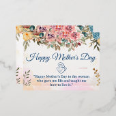 Happy Moederdag | Blush roze bloemen en goud Folie Feestdagen Briefkaart (Voorkant / Achterkant)