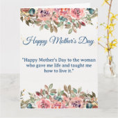 Happy Moederdag | Blush roze bloemen en goud Kaart (Gele Bloem)