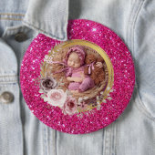 Happy Moederdag blush roze glitter foto Ronde Button 6,0 Cm (In situ)