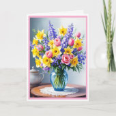 Happy Moederdag Boeket van Spring Flowers Kaart (Voorkant)
