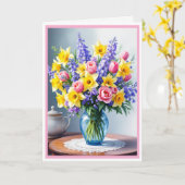 Happy Moederdag Boeket van Spring Flowers Kaart (Gele Bloem)