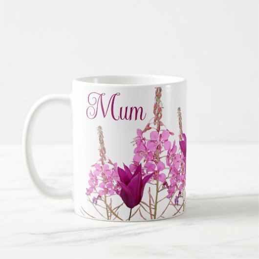 Happy Moederdag boho roze bloemen cadeau voor mama Koffiemok (Links)
