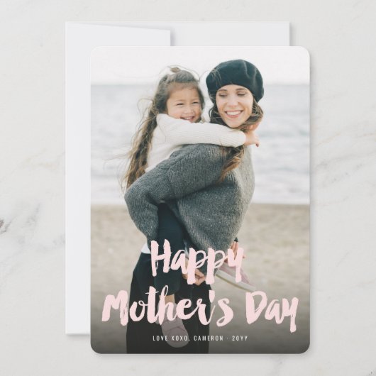 Happy Moederdag Bold Brush Script Moderne foto Kaart (Voorkant)