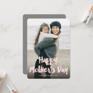 Happy Moederdag Bold Brush Script Moderne foto Kaart