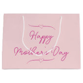 Happy Moederdag Bord Roze met Harten Groot Cadeauzakje (Voorkant)