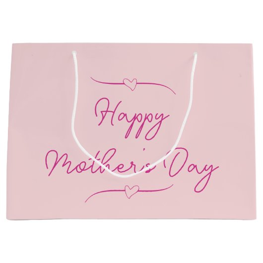 Happy Moederdag Bord Roze met Harten Groot Cadeauzakje (Voorkant)