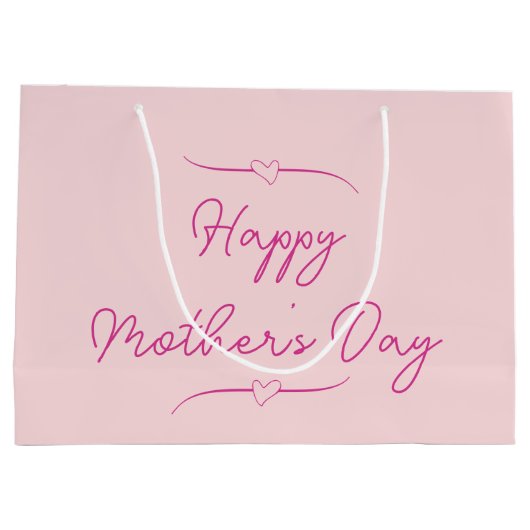 Happy Moederdag Bord Roze met Harten Groot Cadeauzakje (Achterkant)