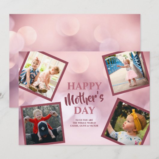 Happy Moederdag Bordeaux roze aangepaste foto's (Voorkant / Achterkant)