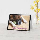 Happy Moederdag Boxer Dog Wenskaart Kaart (Gele Bloem)