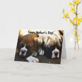 Happy Moederdag Boxer puppies wenskaart Kaart (Gele Bloem)