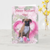 Happy Moederdag boxer puppy wenskaart Kaart (Gele Bloem)