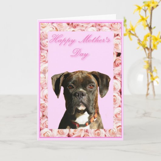 Happy Moederdag Boxer wenskaart Kaart (Gele Bloem)