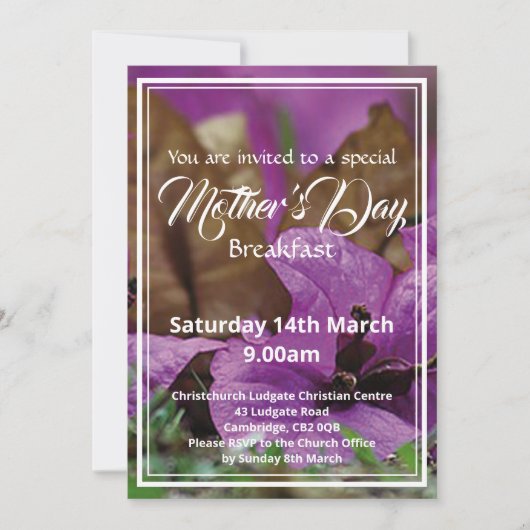 HAPPY MOEDERDAG Breakfast Event Floral Kaart (Voorkant)