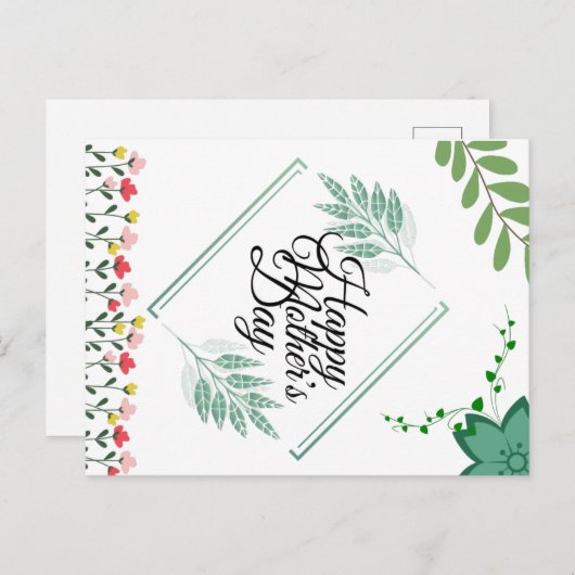 Happy Moederdag Briefkaart (Voorkant / Achterkant)