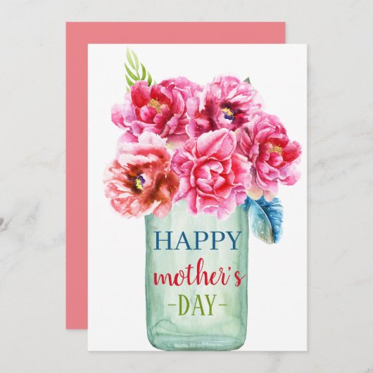 Happy Moederdag briefkaart (Voorkant / Achterkant)