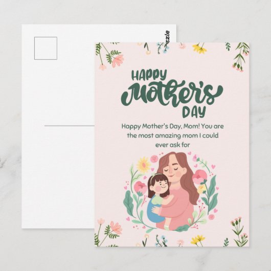 Happy moederdag briefkaart (Voorkant / Achterkant)