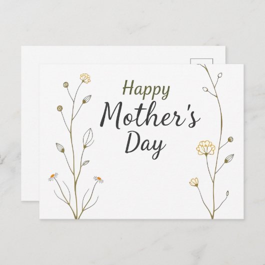 Happy Moederdag Briefkaart (Voorkant / Achterkant)