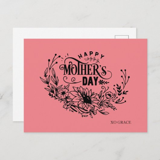 Happy Moederdag Briefkaart (Voorkant / Achterkant)