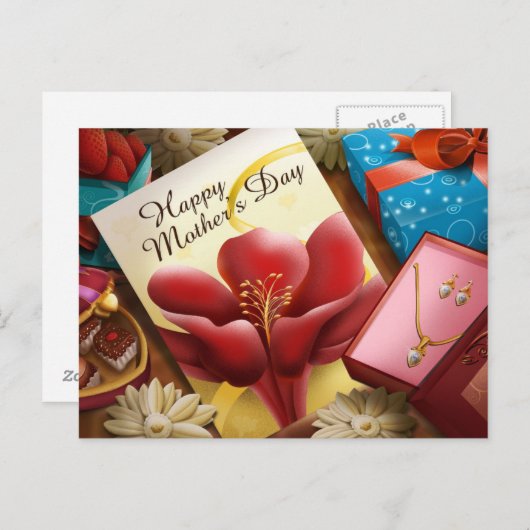 Happy Moederdag Briefkaart (Voorkant / Achterkant)