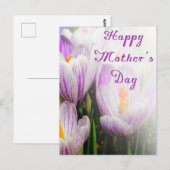 Happy Moederdag Bright Paarse en witte Tulips Briefkaart (Voorkant / Achterkant)