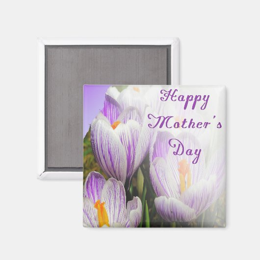 Happy Moederdag Bright Paarse en witte Tulips Magneet (Voorkant / Achterkant)