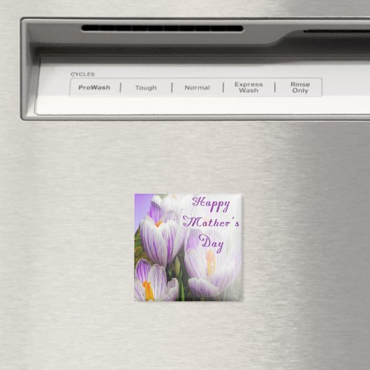 Happy Moederdag Bright Paarse en witte Tulips Magneet (Insitu (Vaatwasser))