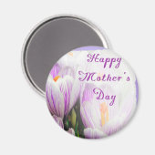 Happy Moederdag Bright Paarse en witte Tulips Magneet (Voorkant / Achterkant)