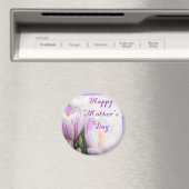 Happy Moederdag Bright Paarse en witte Tulips Magneet (Insitu (Vaatwasser))