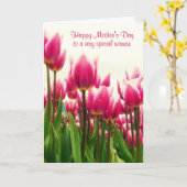 Happy Moederdag Bright Pink Tulpen Kaart (Gele Bloem)