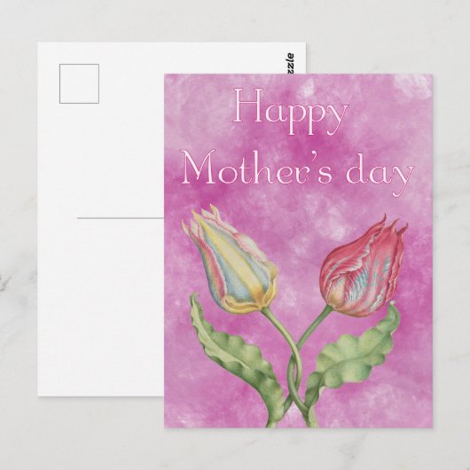Happy Moederdag Bright Red en Yellow Tulips Briefkaart (Voorkant / Achterkant)