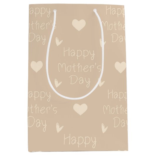 Happy Moederdag brown script Medium Cadeauzakje (Voorkant)