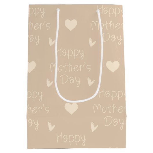 Happy Moederdag brown script Medium Cadeauzakje (Achterkant)