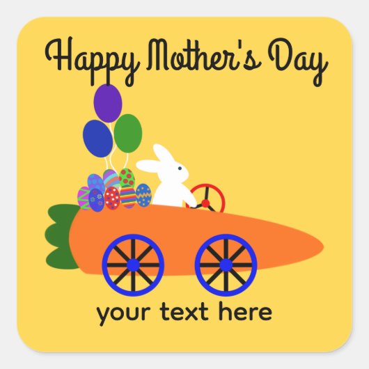 Happy Moederdag Bunny Carrot-auto #3 Sticker (Voorkant)