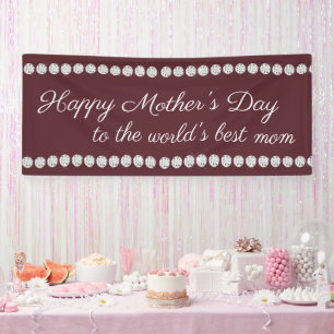 Happy Moederdag Burgundy Diamonds Spandoek