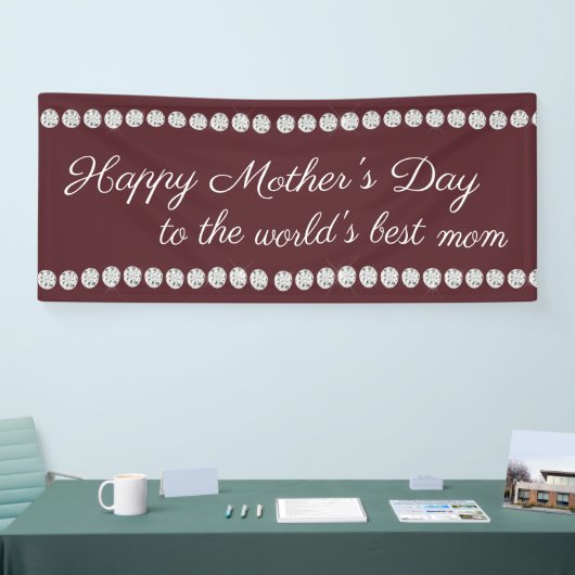 Happy Moederdag Burgundy Diamonds Spandoek (Beurs)